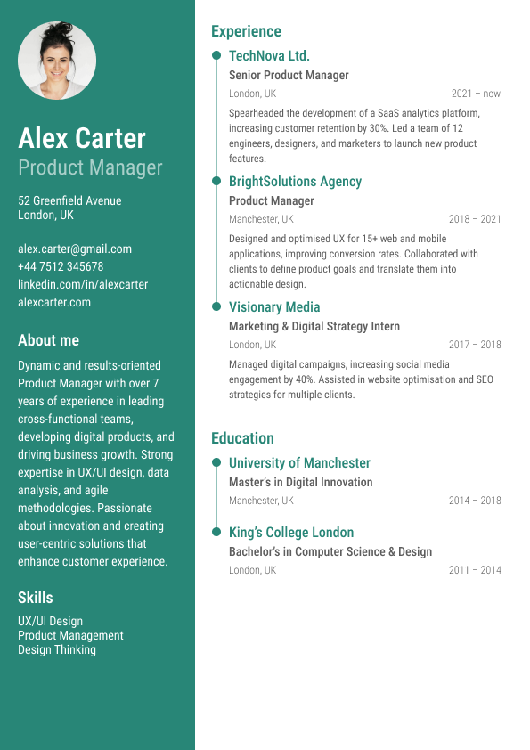 Modern CV Template 2025